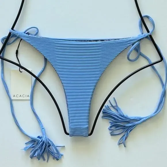 Acacia Swimwear Lauie Dual Ribbed Bikini Bottom - Seine Blue - XL -NWT - Picture 3 of 10